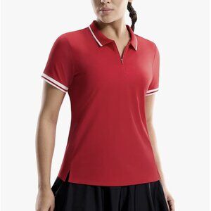 MIER 1/4 Zip Short Sleeve Polo Golf Tennis Top, L, SPF 50+